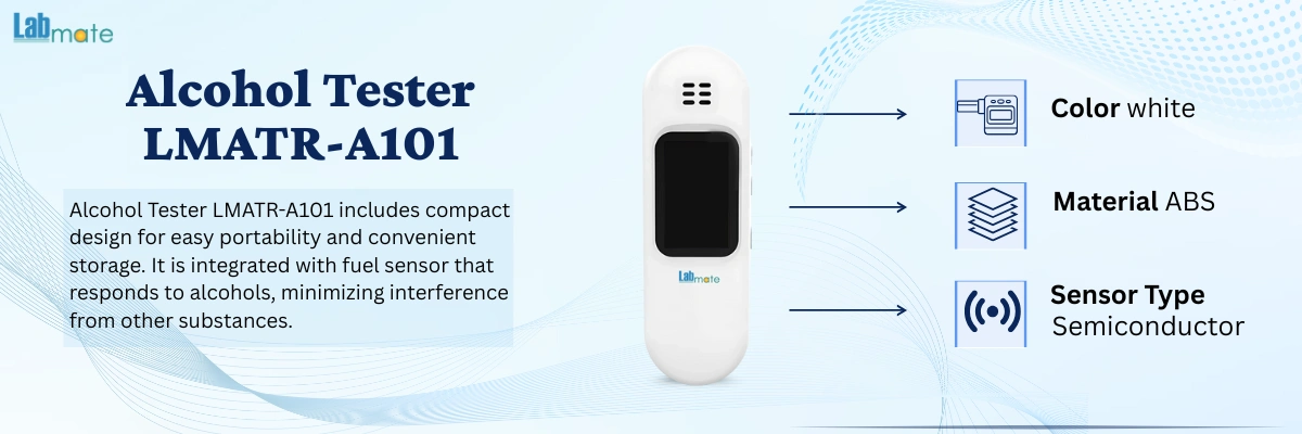  Alcohol Tester LMATR-A101Sensor Type Semiconductor Test Range 0.0 to 1.9 g/l, 0.00 to 0.19 % BAC