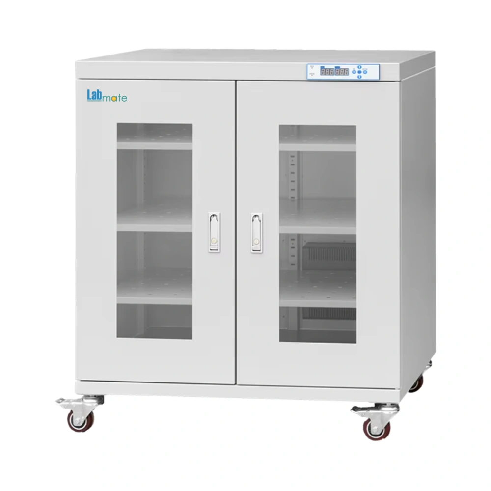 Baking Dry Cabinet features dual airtight magnetic doors fitted with tempered glass panels