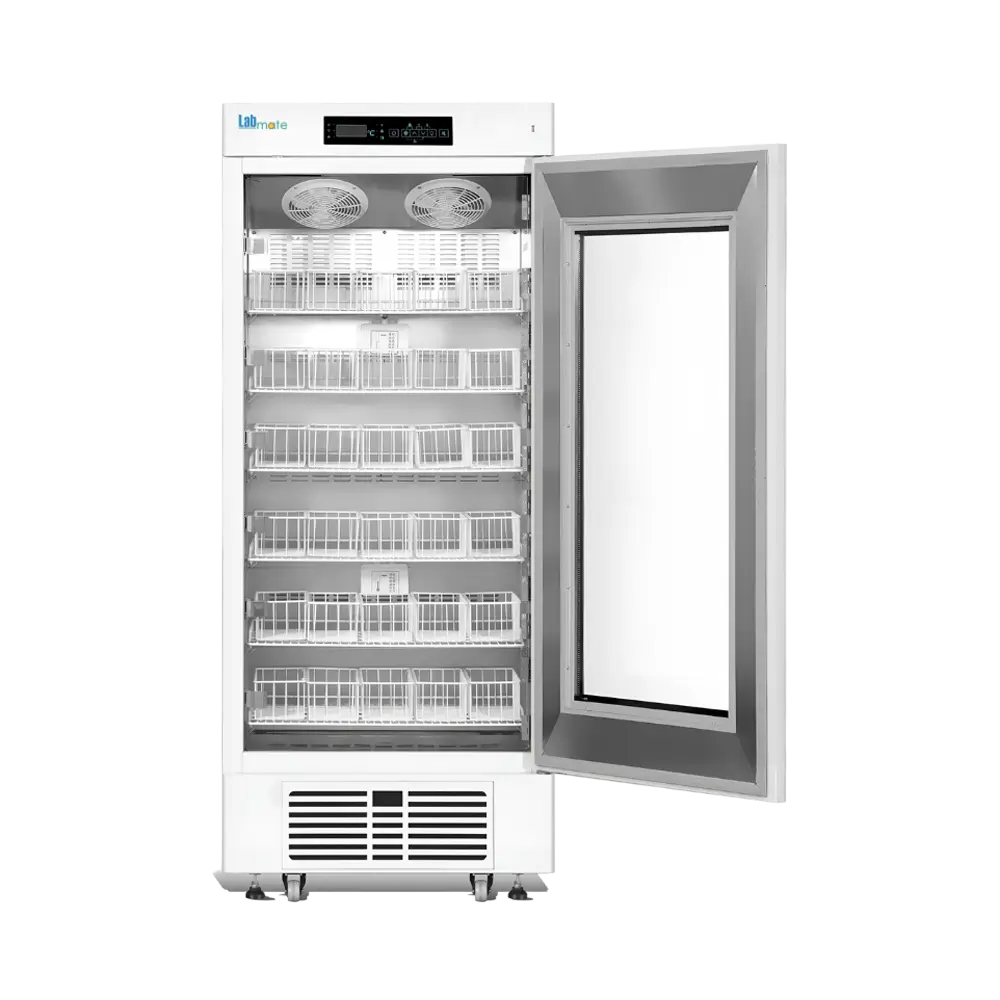 4°C blood bank refrigerator with interior LED lighting