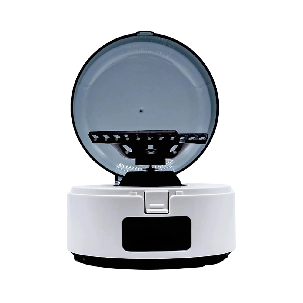 Mini Centrifuge with transparent lid, compact design, quiet operation, fast spin, and easy maintenance