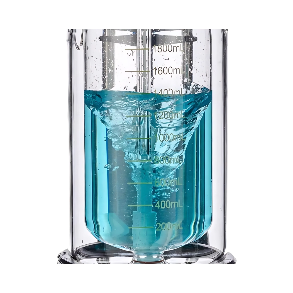 “Lab reactor with explosion proof jacket, pressure-safe funnel, and adjustable temperature port”