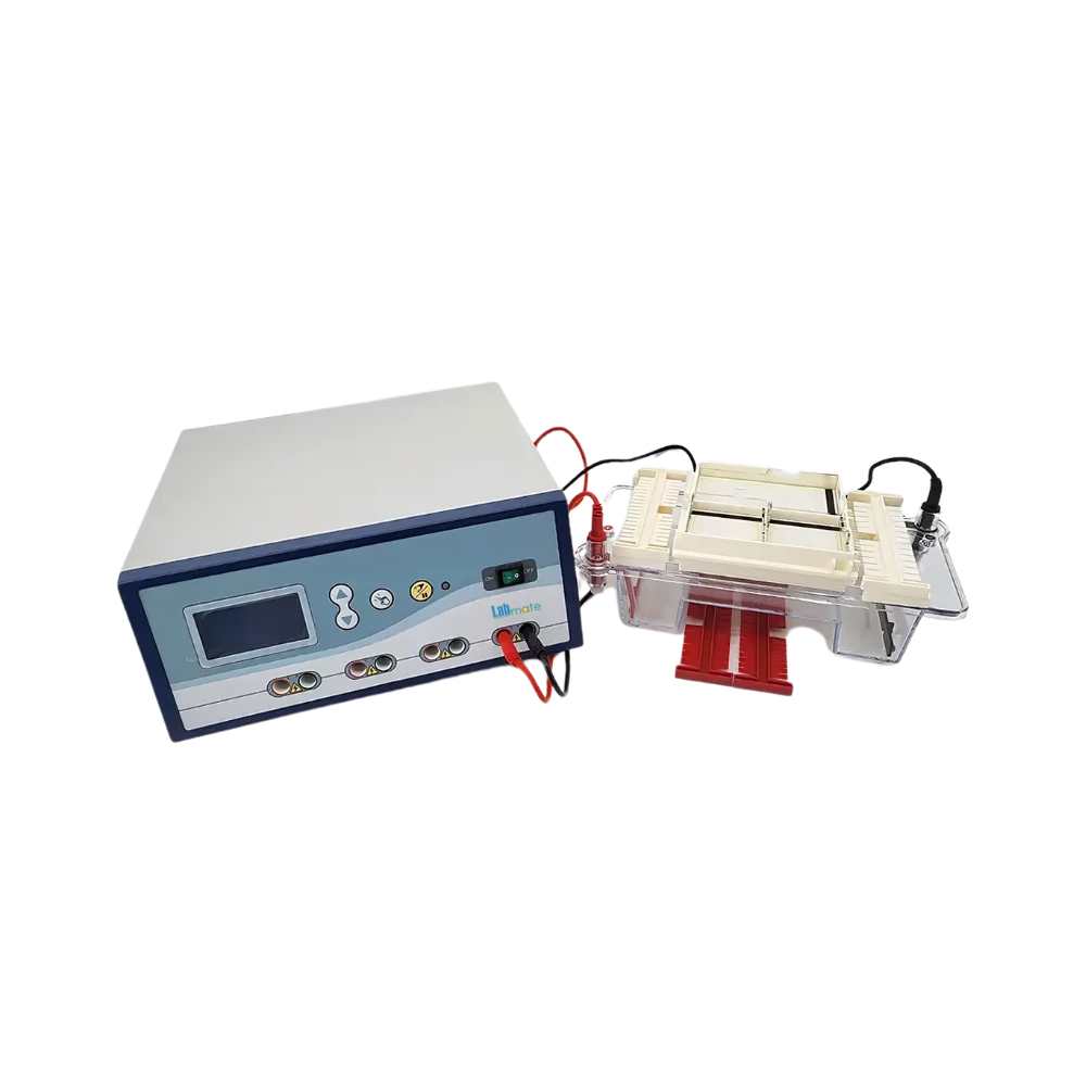 Nucleic Acid Electrophoresis System with dual gel run, safety lid, fluorescent tray, and easy to maintain