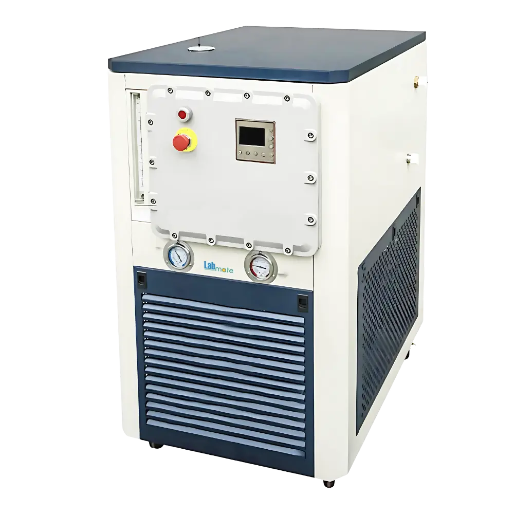 Explosion-Proof Thermal Circulator with bath fluid filling, outlet, and inlet ports