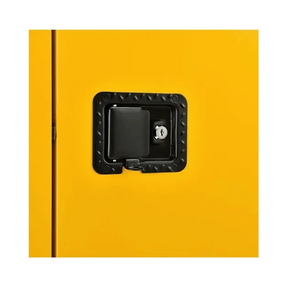 Flammable Storage Cabinet with fire-resistant double wall, vents, lock, and yellow finish
