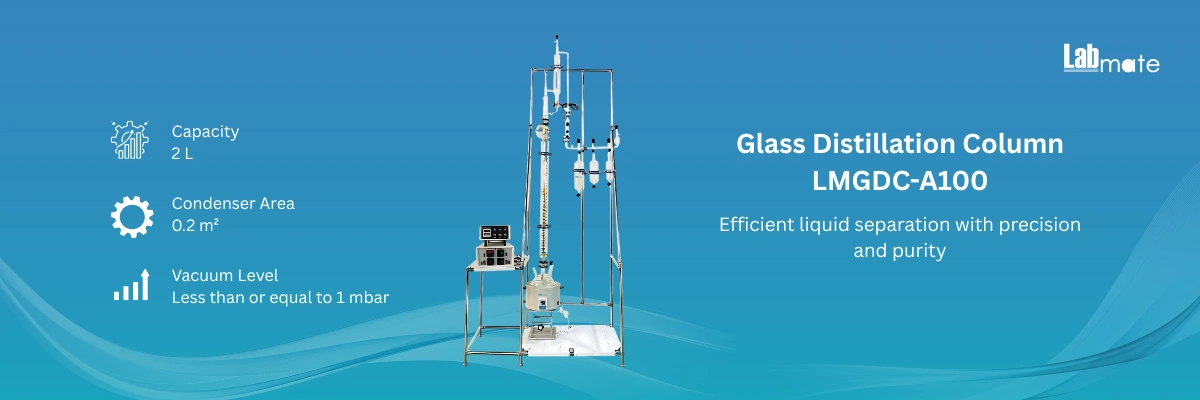 Glass Distillation Column with vacuum sealing