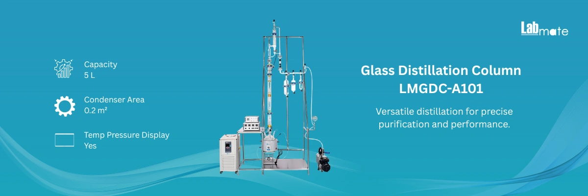 Glass Distillation Column with temperature regulator 
