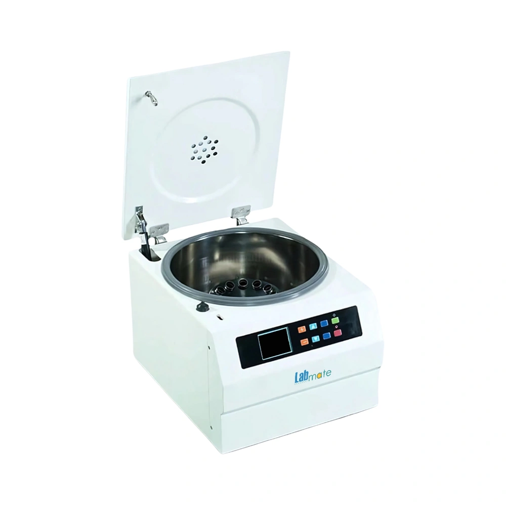 Low-Speed Centrifuge with silent motor, rotor versatility, and secure lid-locking