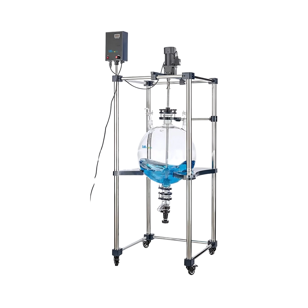 “Liquid-Liquid Extractor with electric stirring system and drain valve for controlled liquid separation”
