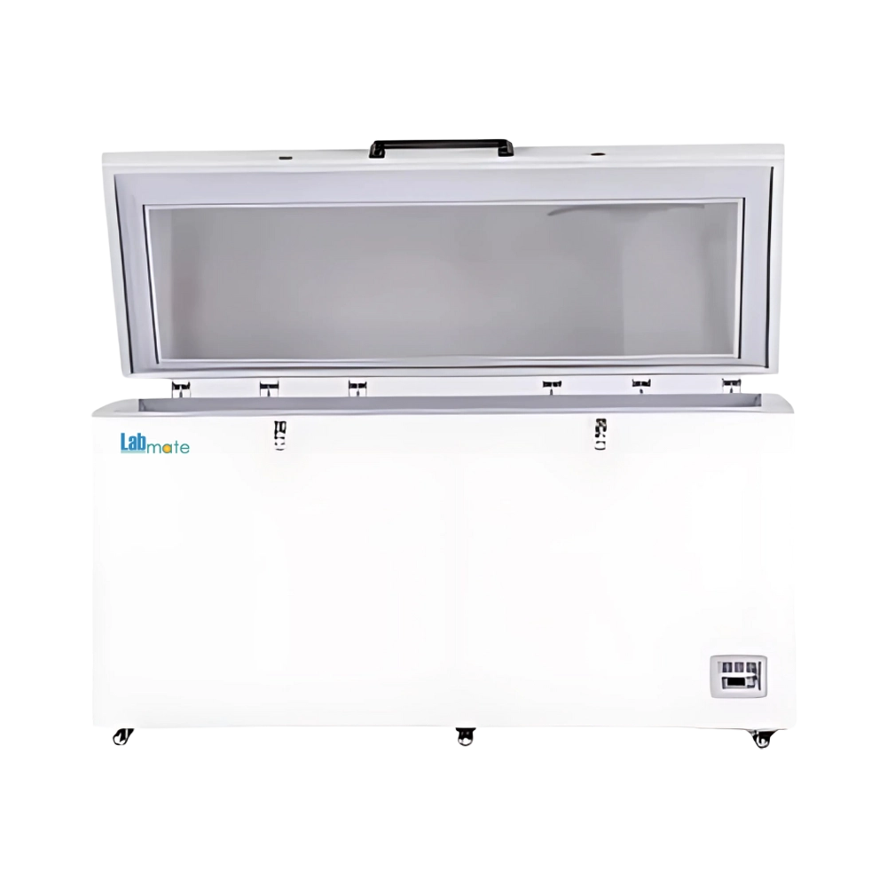 high-capacity low-temperature chest freezer with ergonomic lid and digital controls