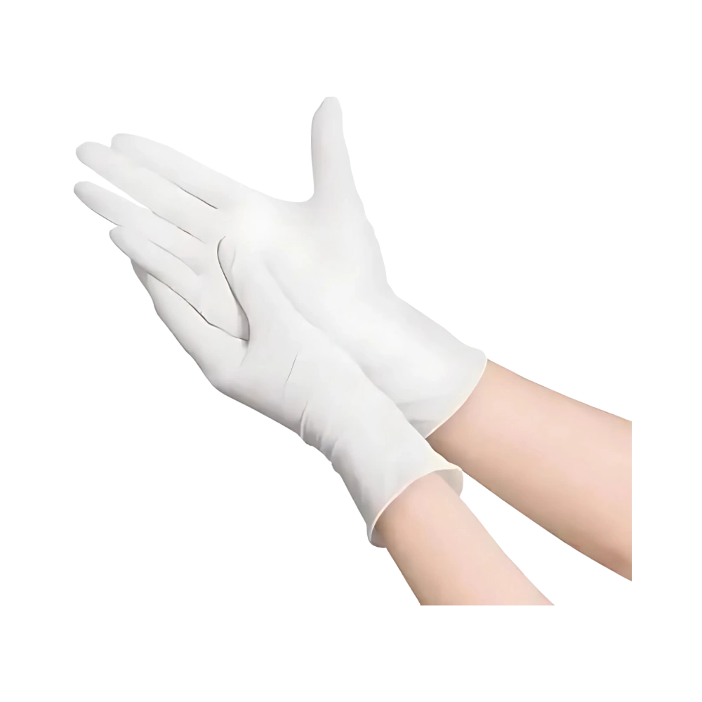 Powdered Latex Gloves with beaded cuff, textured grip, and natural latex for secure, comfortable handling