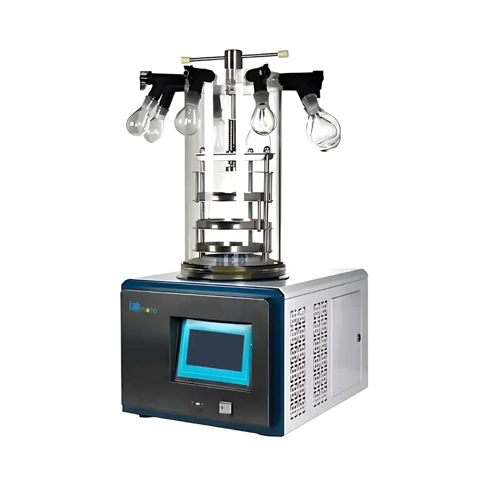 Multi-Manifold Freeze Dryer with vacuum hood and material trays