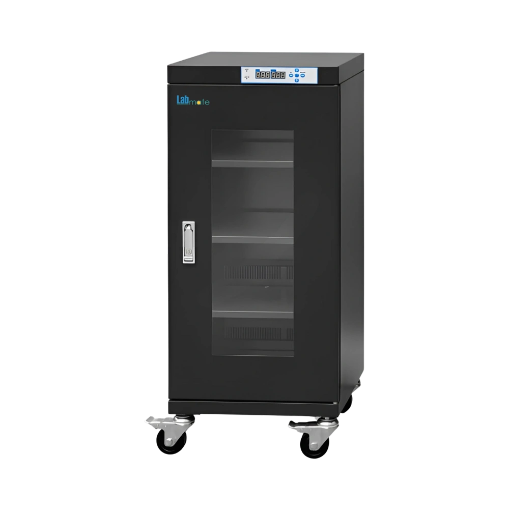 black Nitrogen Cabinet with single door and ESD-safe PU wheels