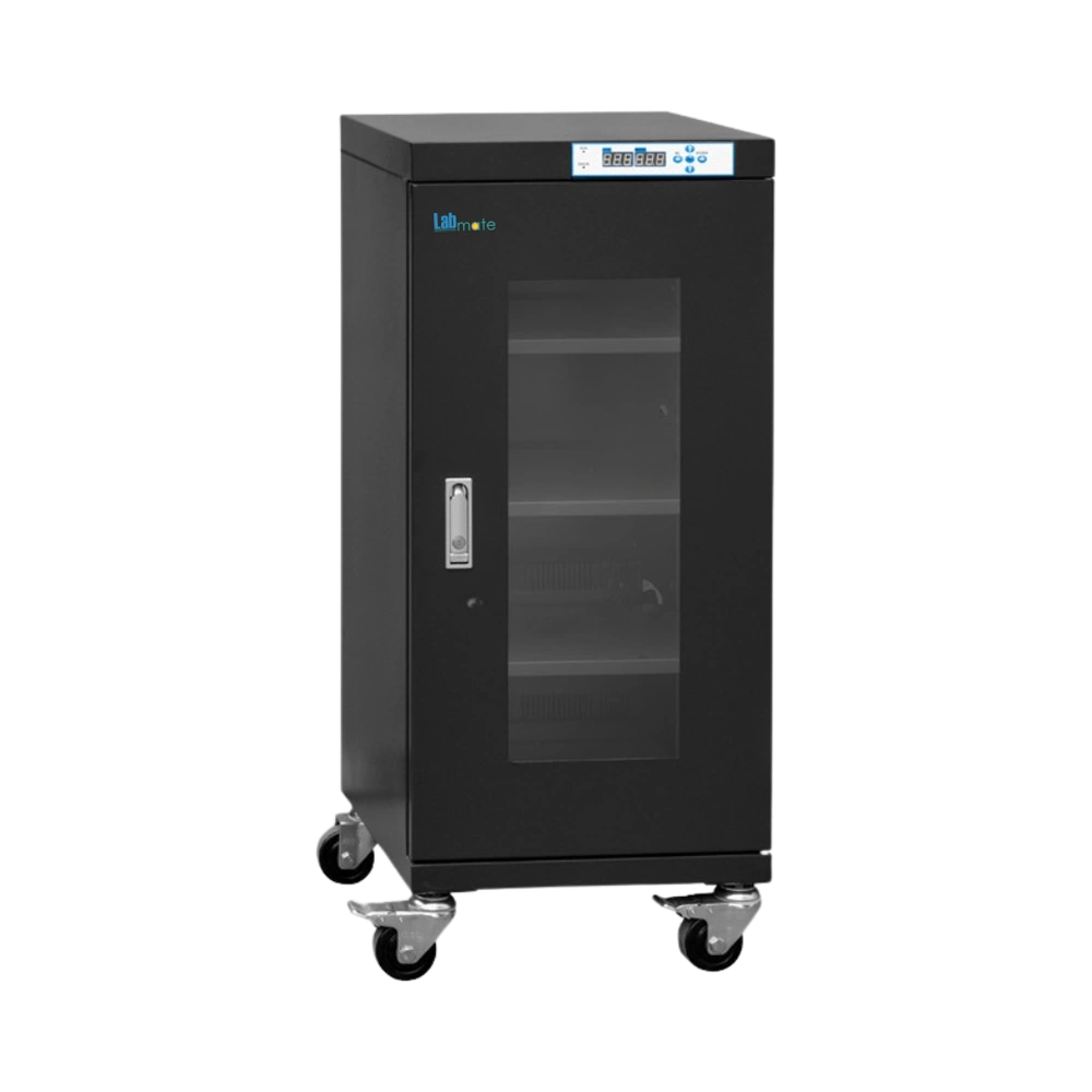 black Nitrogen Cabinet with single door and ESD-safe PU wheels