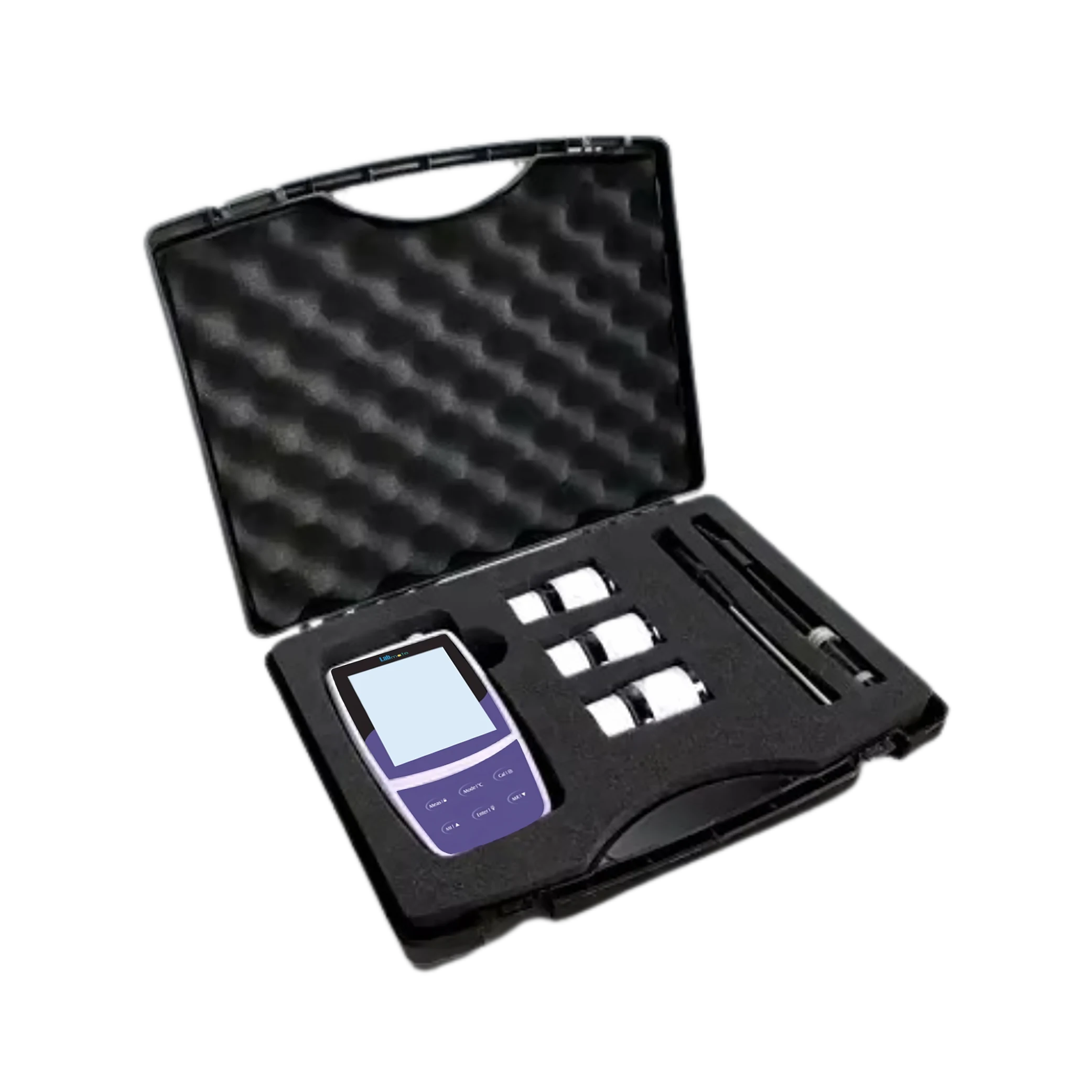 portable pH meter with large storage capacity and LCD interface