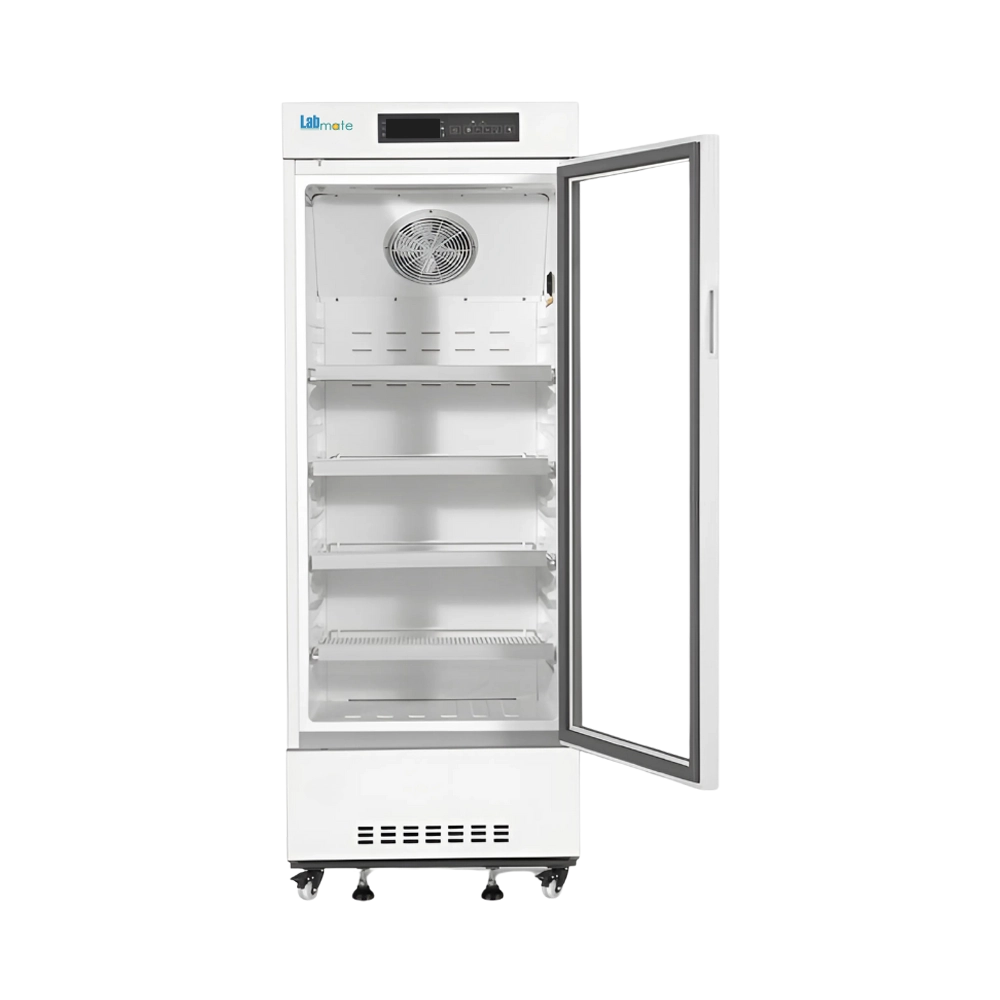 energy-efficient pharmacy refrigerator with multiple adjustable shelves
