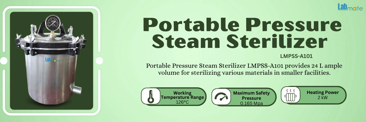 Portable Pressure Steam Sterilizer with electrical outlet