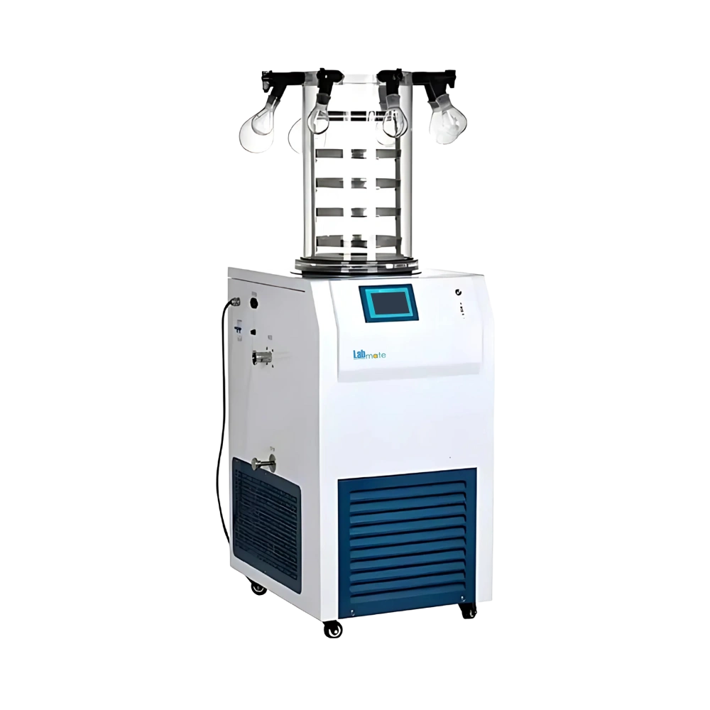 Top Press Manifold Freeze Dryer with intuitive display and clear vacuum hood