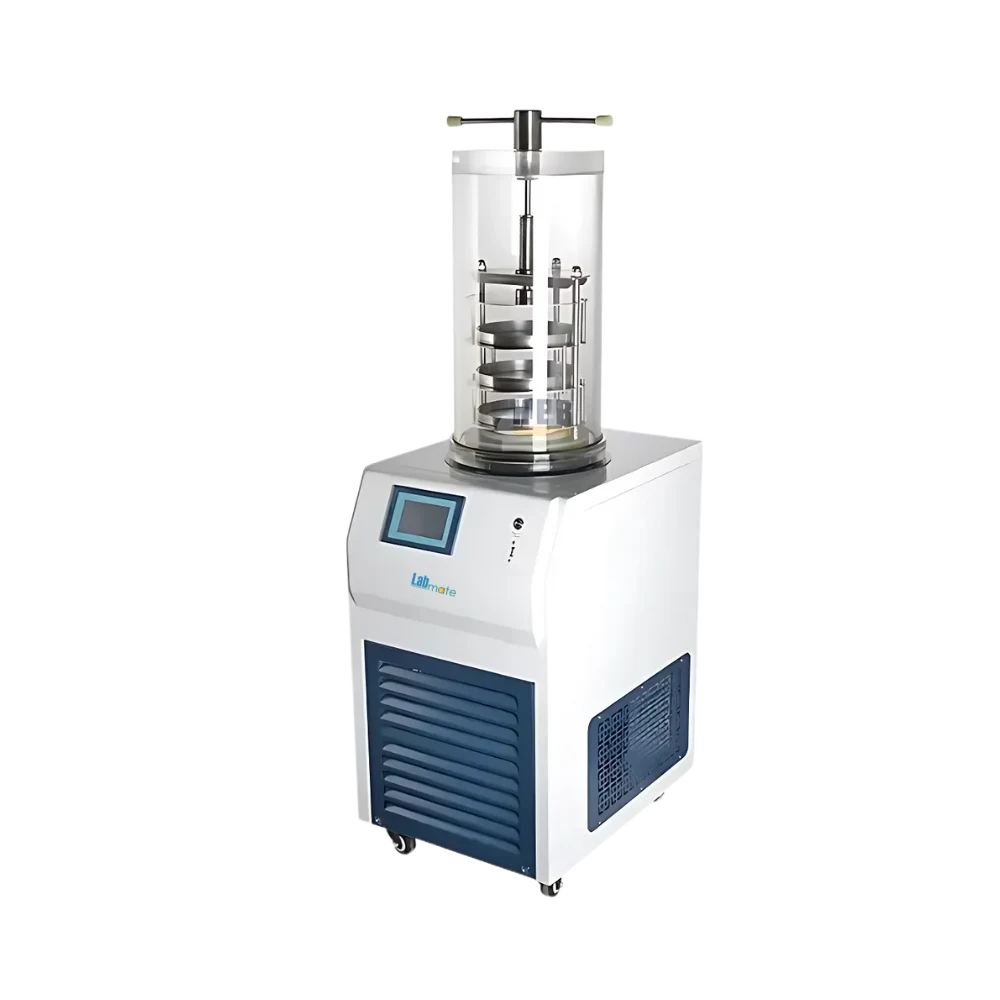 Top Press Vacuum Freeze Dryer with transparent vacuum hood and LCD display