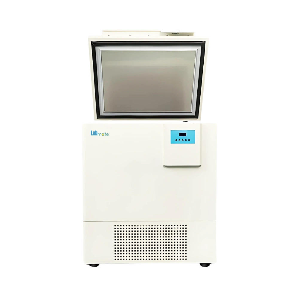 horizontal ultra-low temperature freezer with stainless steel interior