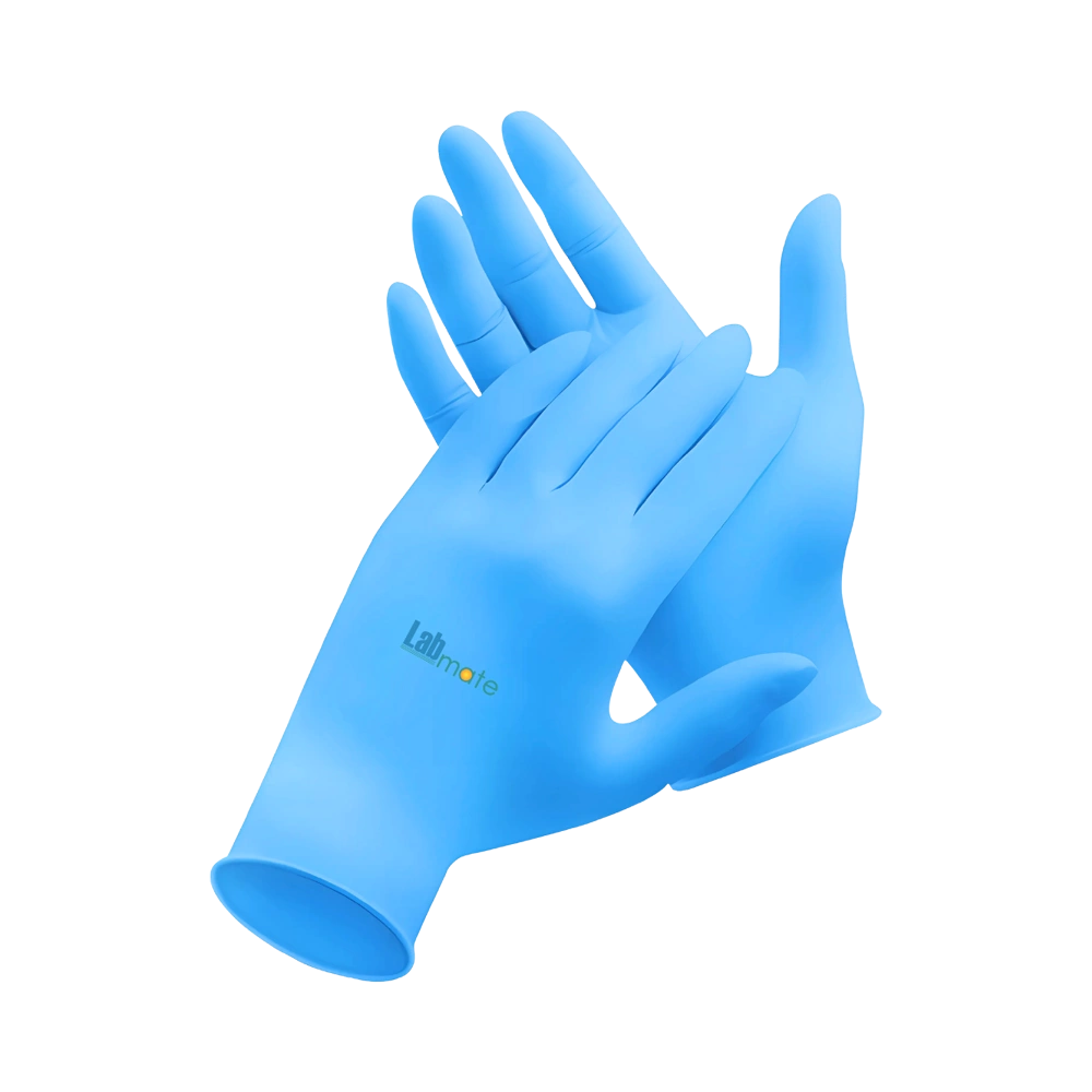 Powdered Vinyl Gloves with powdered coating, palm texture, and dual-layer PVC/PU for protection