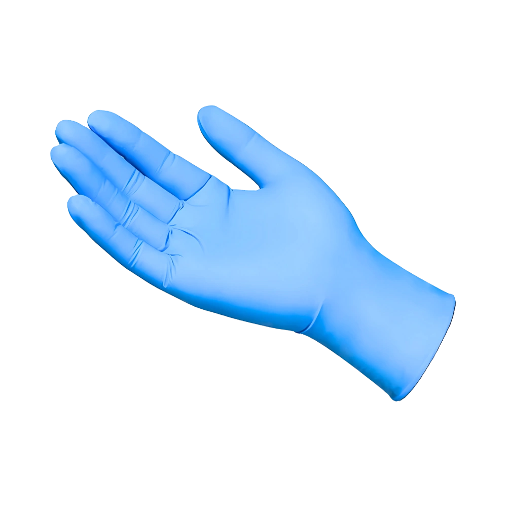 Powdered Vinyl Gloves with powdered coating, palm texture, and dual-layer PVC/PU for protection