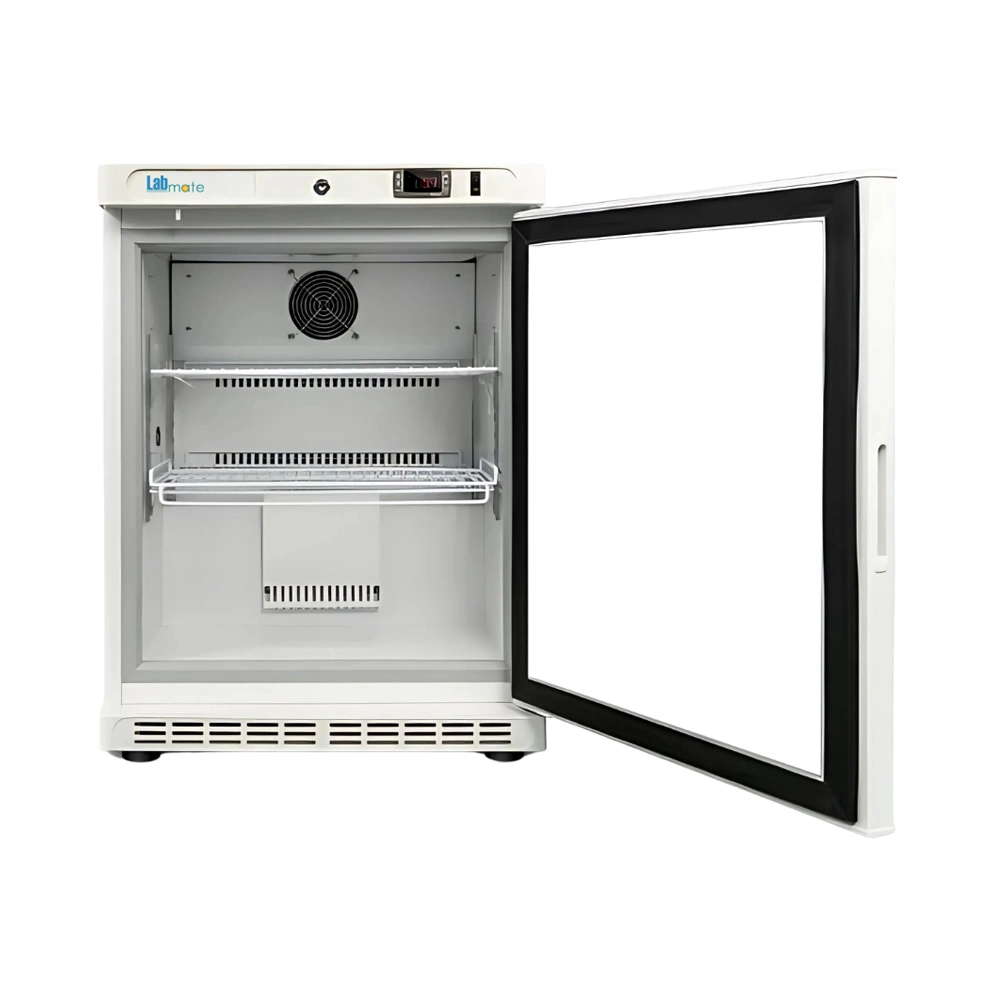 glass door vaccine refrigerator with interior LED lighting