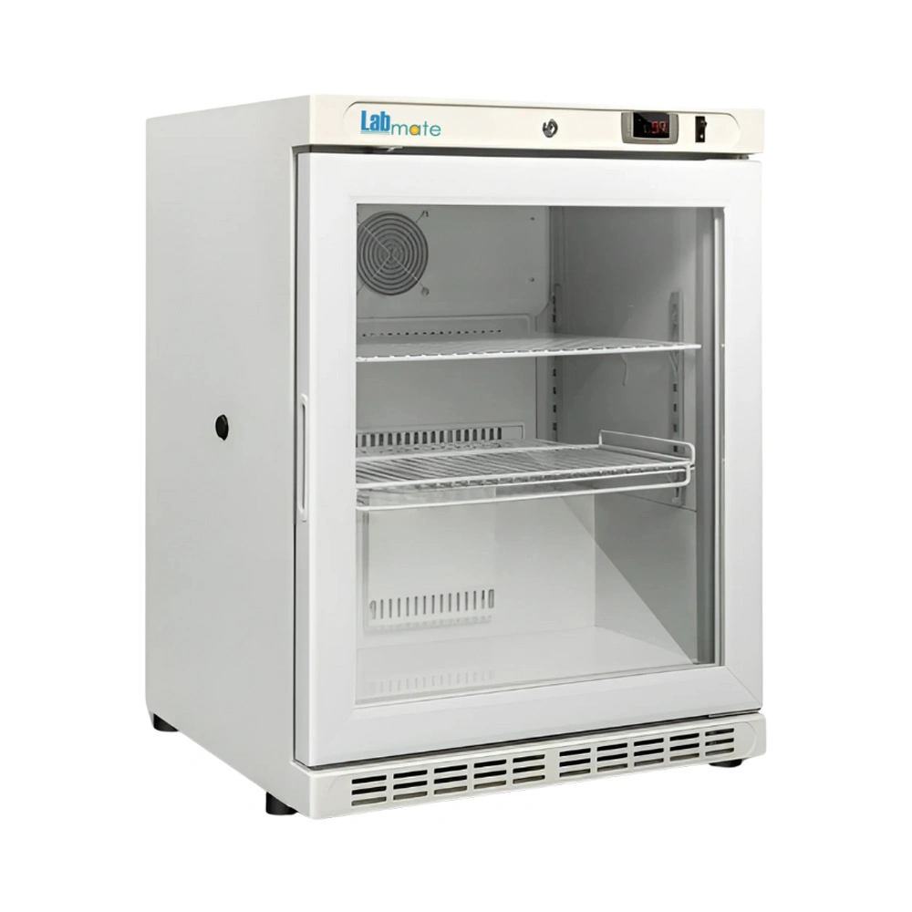 glass door vaccine refrigerator with interior LED lighting