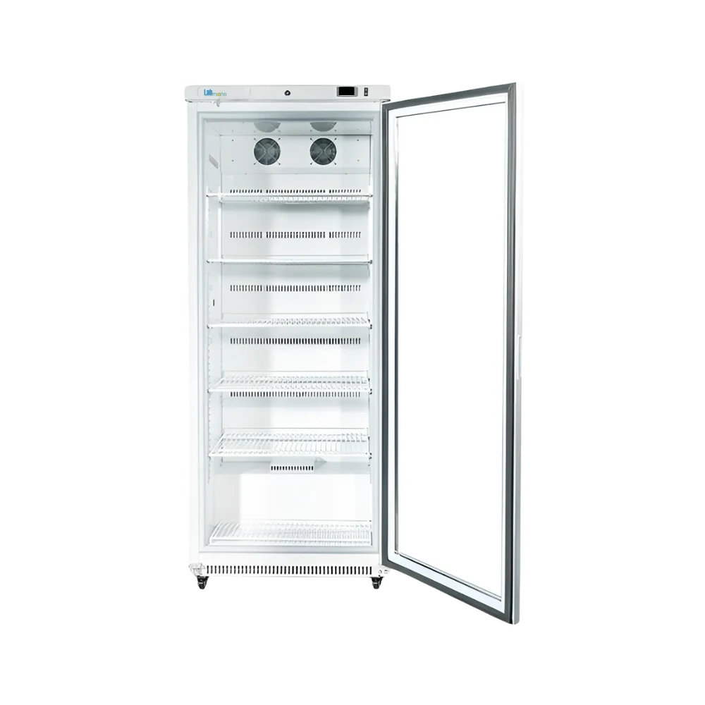 temperature-controlled vaccine refrigerator with glass door