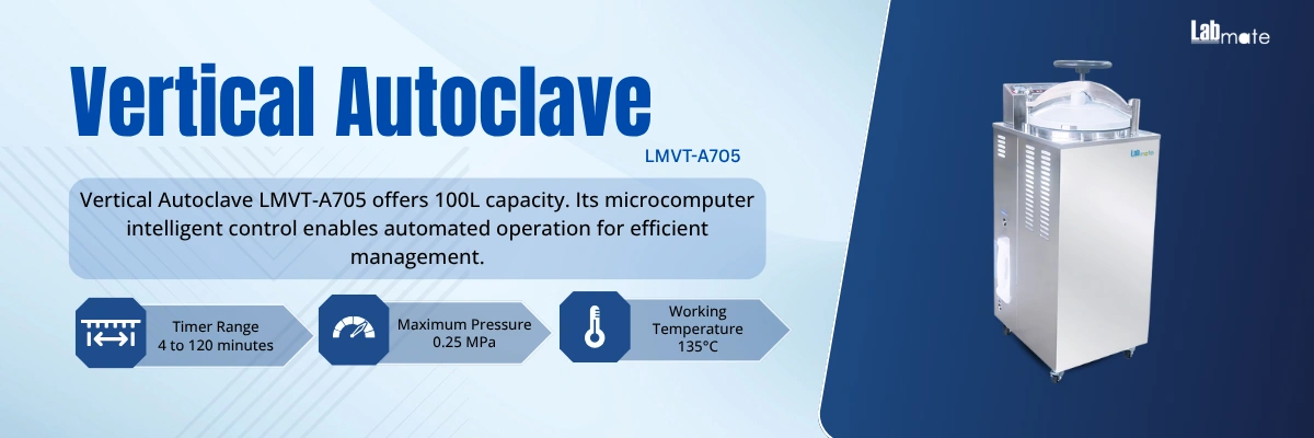 Vertical Autoclave with stainless steel construction