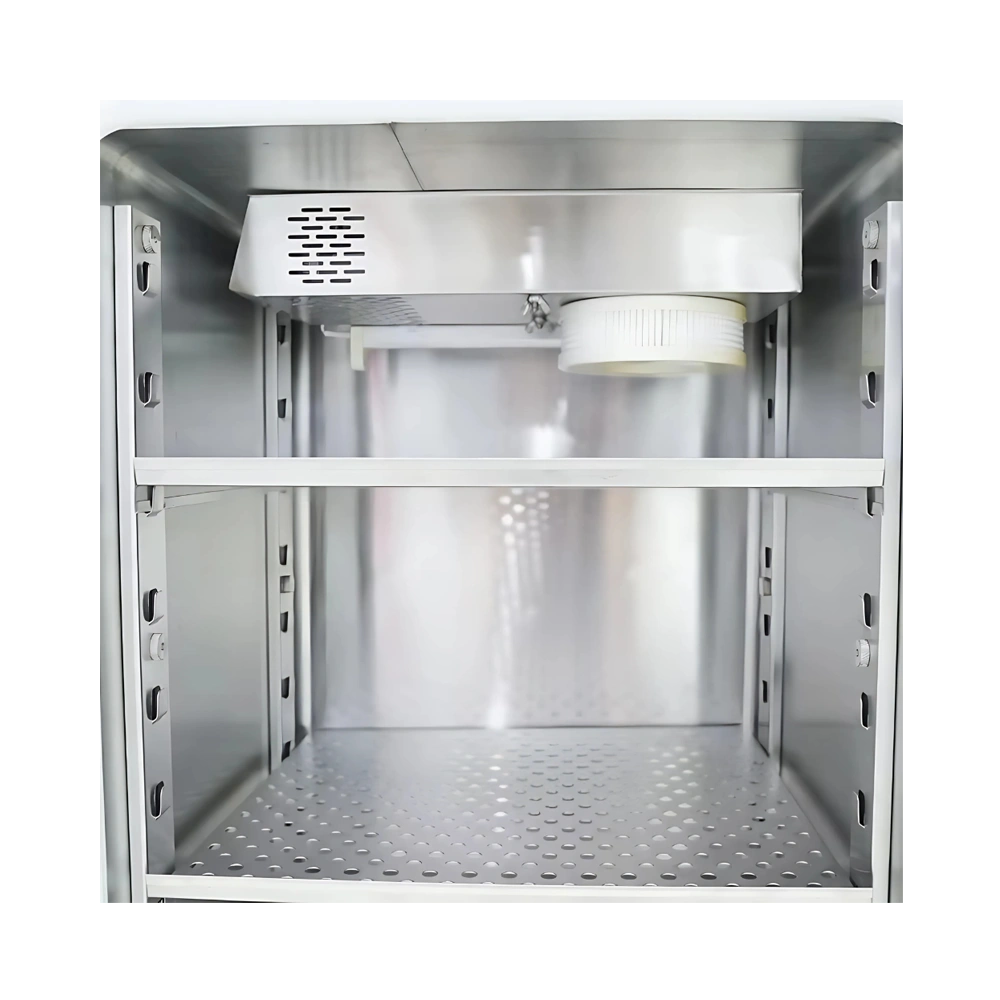 Stainless steel interior of 80 L Water-jacketed CO₂ Incubator with dual adjustable shelves